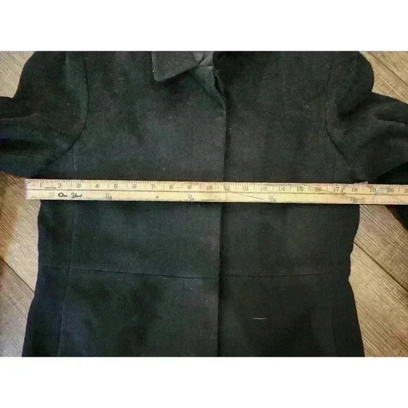 Anne Klein Black Wool Single Breasted Mid Length Coat Sz 6 - Picture 6 of 6